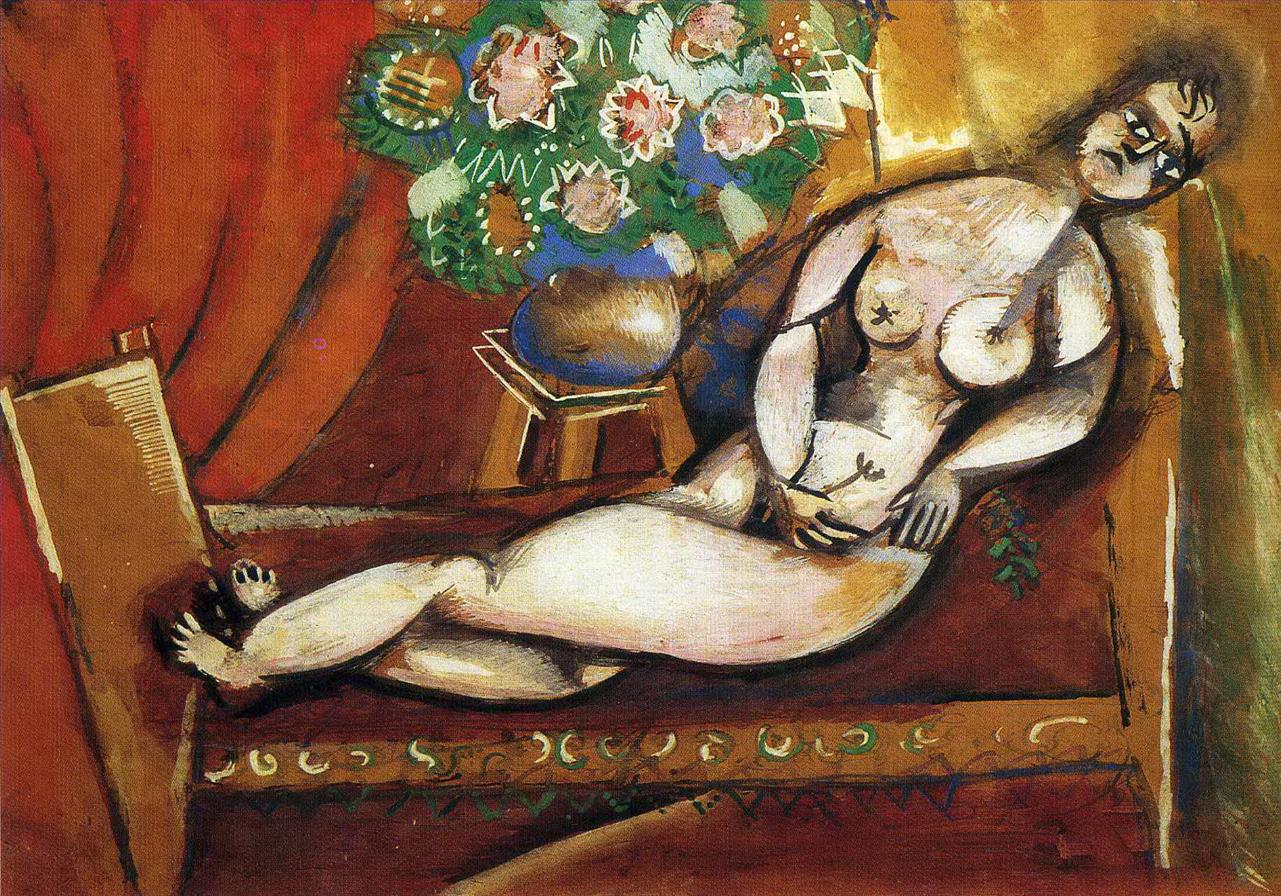 Nu allongé contemporain Marc Chagall Peintures à l'huile